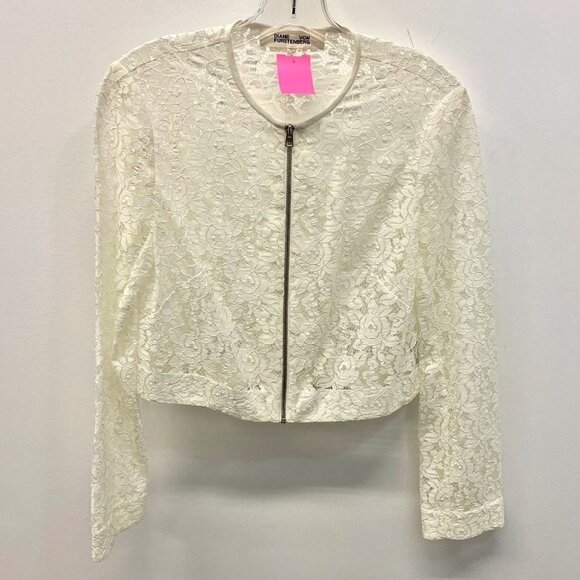 Diane Von Furstenberg Ivory Lace Zip Up Jacket - Picture 2 of 5